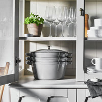 Staub - 4 PC 10" Cast Iron Stackable Cocotte Set Grey - 1010767