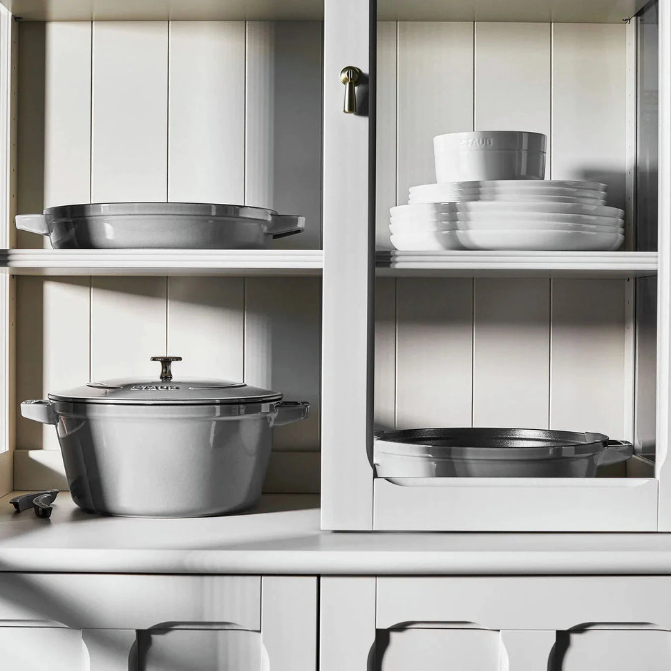 Staub - 4 PC 10" Cast Iron Stackable Cocotte Set Grey - 1010767