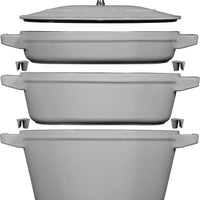 Staub - 4 PC 10" Cast Iron Stackable Cocotte Set Grey - 1010767