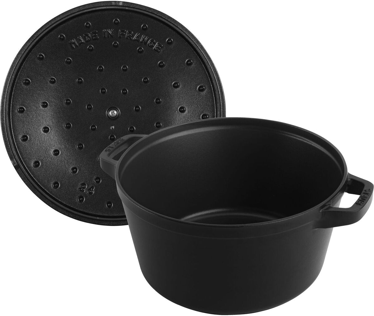 Staub - 4 PC 9.5" Cast Iron Stackable Cocotte Set Black - 1010886