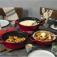 Staub - 4 PC 9.5" Cast Iron Stackable Cocotte Set Cherry - 1010887