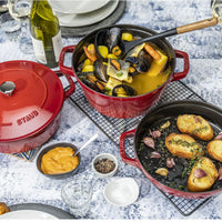 Staub - 4 PC 9.5" Cast Iron Stackable Cocotte Set Cherry - 1010887