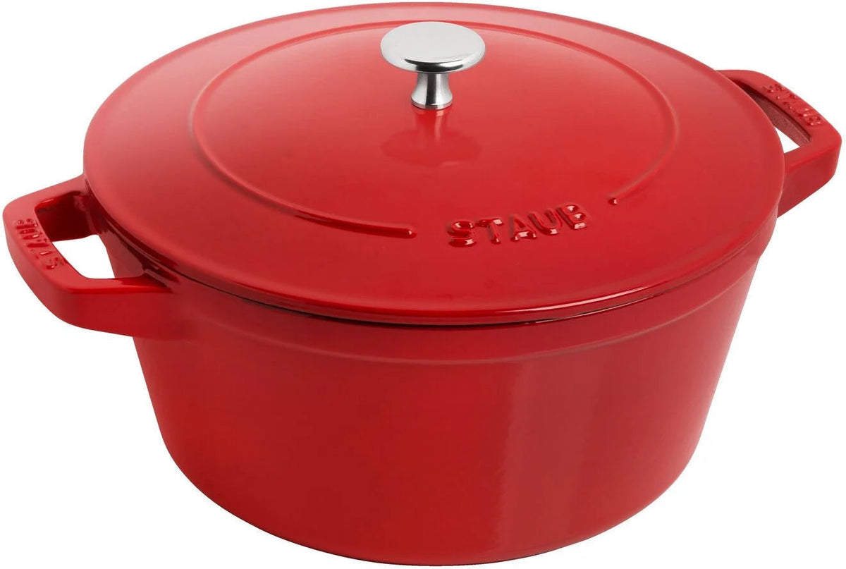 Staub - 4 PC 9.5" Cast Iron Stackable Cocotte Set Cherry - 1010887