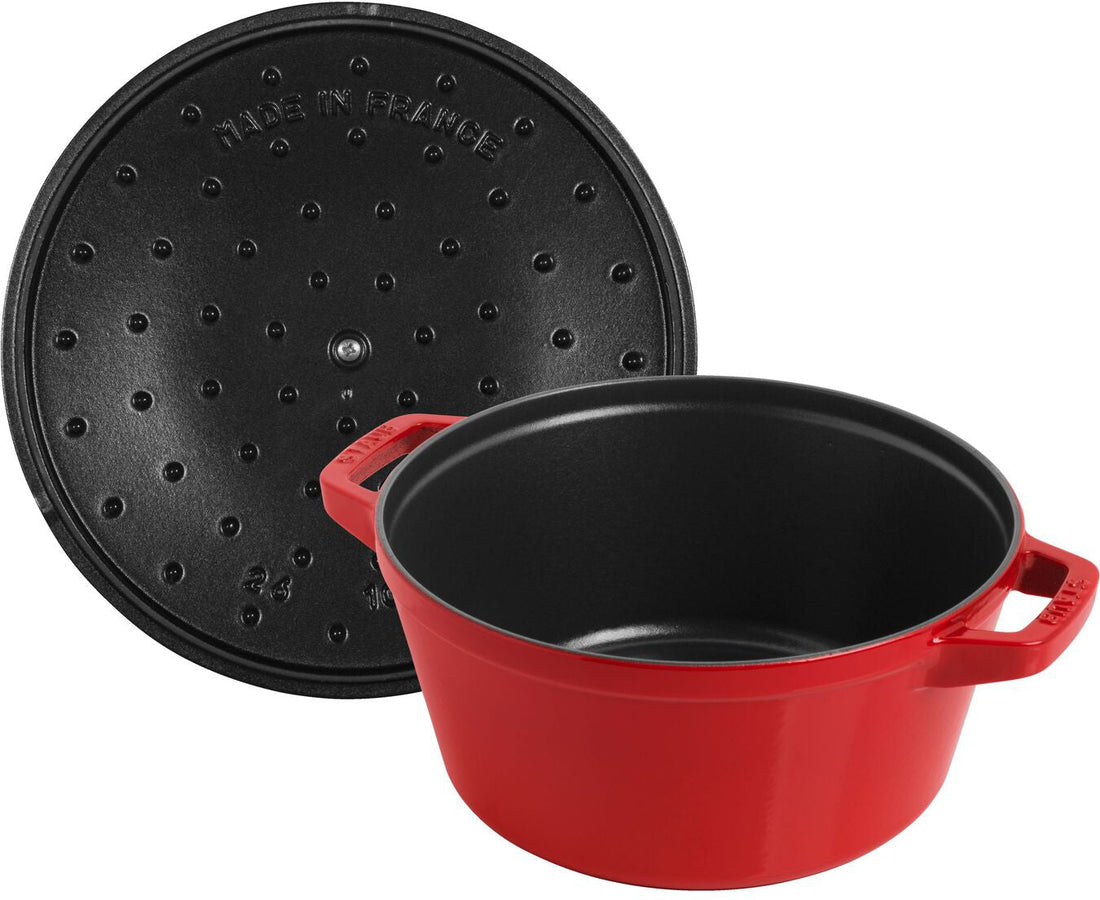 Staub - 4 PC 9.5" Cast Iron Stackable Cocotte Set Cherry - 1010887
