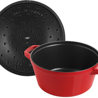 Staub - 4 PC 9.5" Cast Iron Stackable Cocotte Set Cherry - 1010887