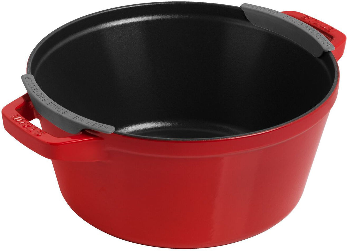 Staub - 4 PC 9.5" Cast Iron Stackable Cocotte Set Cherry - 1010887