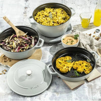 Staub - 4 PC 9.5" Cast Iron Stackable Cocotte Set White Truffle - 1010892