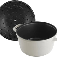 Staub - 4 PC 9.5" Cast Iron Stackable Cocotte Set White Truffle - 1010892