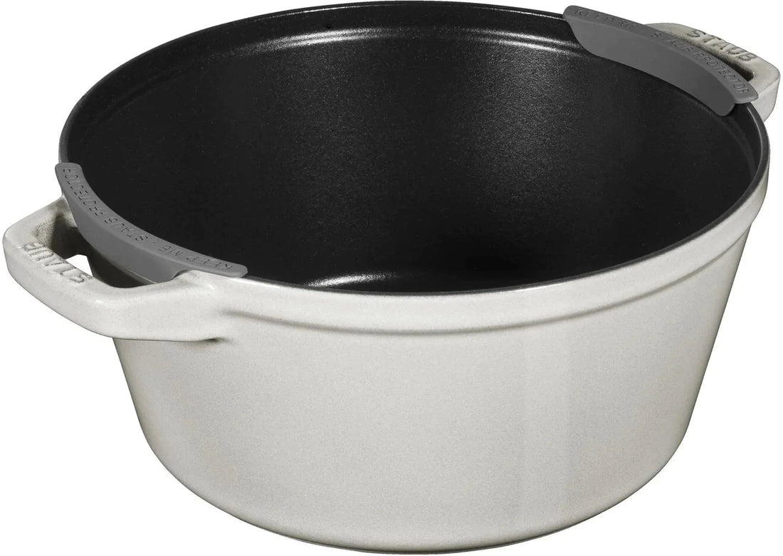 Staub - 4 PC 9.5" Cast Iron Stackable Cocotte Set White Truffle - 1010892