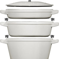 Staub - 4 PC 9.5" Cast Iron Stackable Cocotte Set White Truffle - 1010892