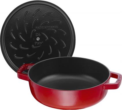 Staub - 4 QT Braiser with Chistera Lid Cherry Red 3.8L - 40511-474