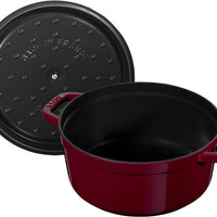 Staub - 4 QT Round Cocotte Bordeaux Red 3.8L - 40502-294