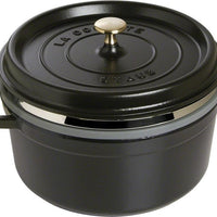 Staub - 5.5 QT Round Cocotte with Steamer Black 5.2L - 40510-606