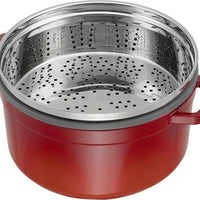 Staub - 5.5 QT Round Cocotte with Steamer Cherry Red 5.2L - 40510-601