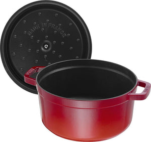 Staub - 5.5 QT Round Cocotte with Steamer Cherry Red 5.2L - 40510-601
