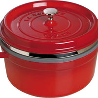 Staub - 5.5 QT Round Cocotte with Steamer Cherry Red 5.2L - 40510-601