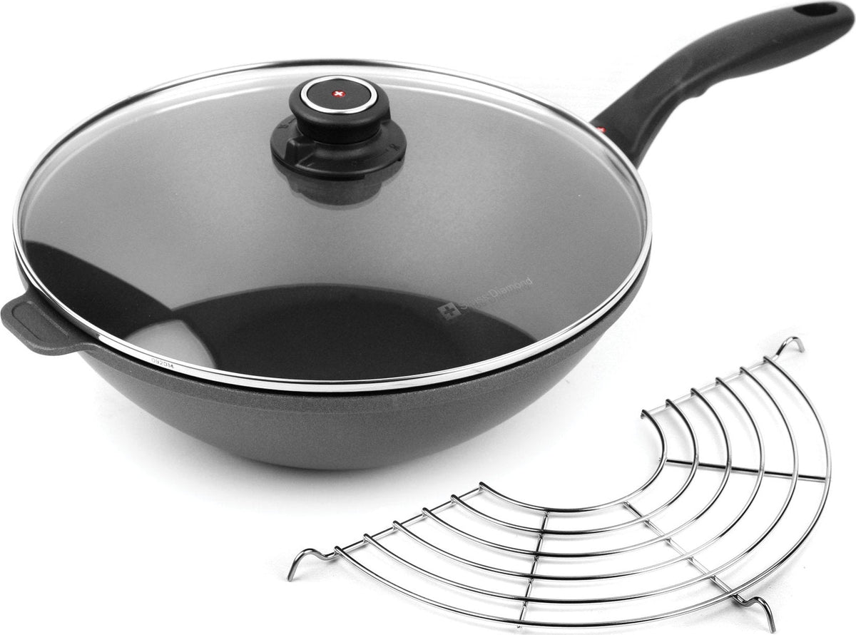 Swiss Diamond - 11" XD Wok with Lid & Rack (28 cm) - XD61130c