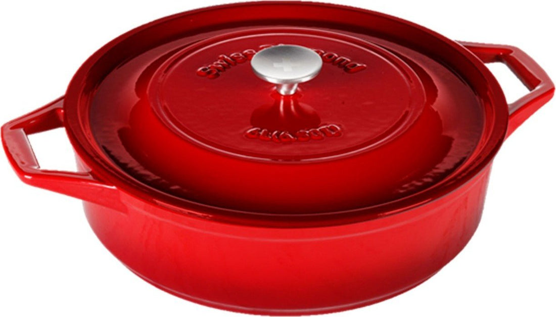 Swiss Diamond - 12.5" Enameled Cast Iron Shallow Casserole (32 cm) Rubis Rouge - PC932cR