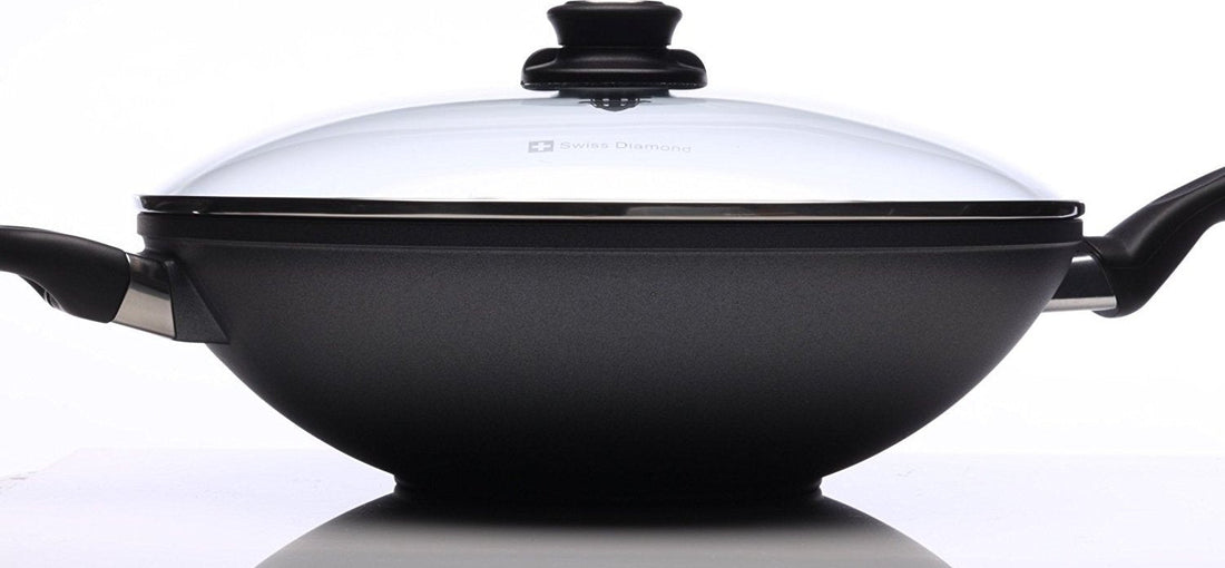 Swiss Diamond - 12.5" Induction Nonstick Wok with Lid & Rack - 61132ic