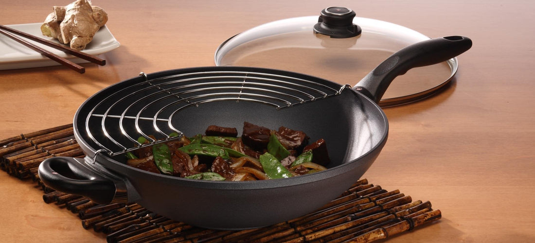 Swiss Diamond - 12.5" Induction Nonstick Wok with Lid & Rack - 61132ic
