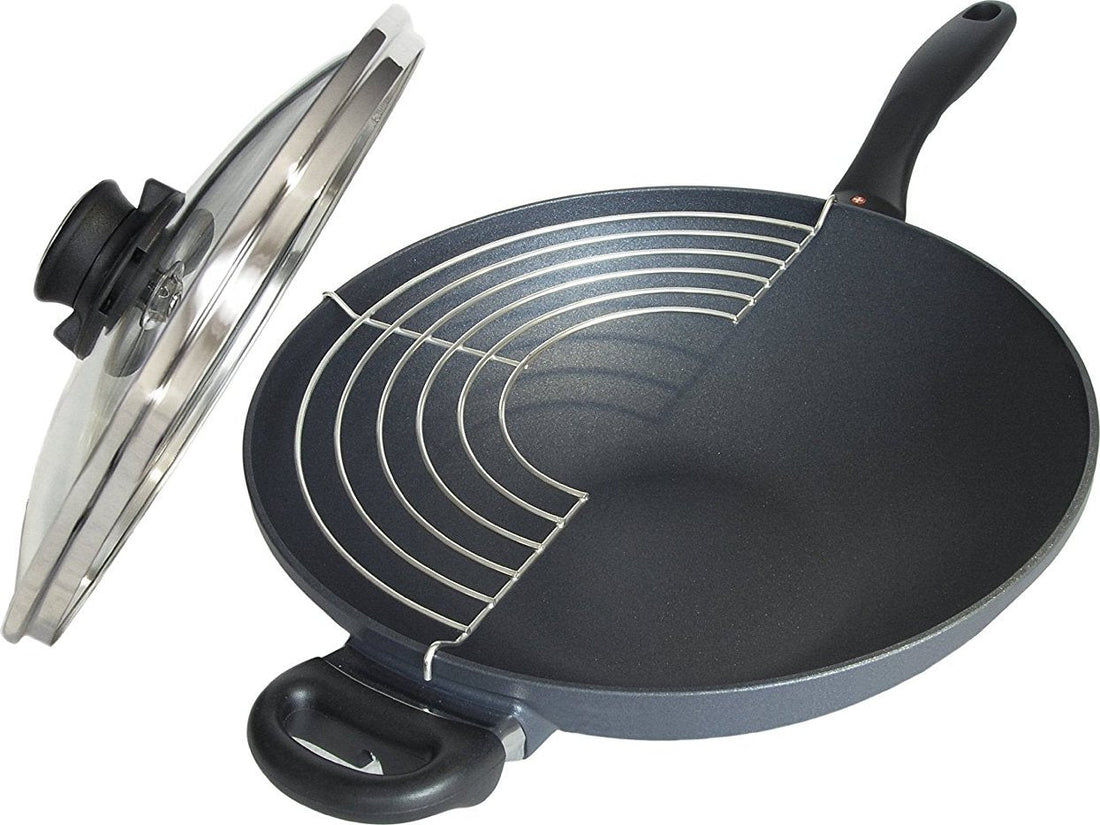Swiss Diamond - 12.5" Induction Nonstick Wok with Lid & Rack - 61132ic