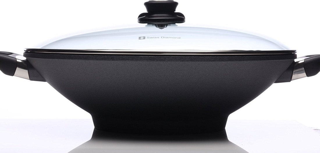 Swiss Diamond - 14" Induction Nonstick Wok with Lid & Rack - 61136ic