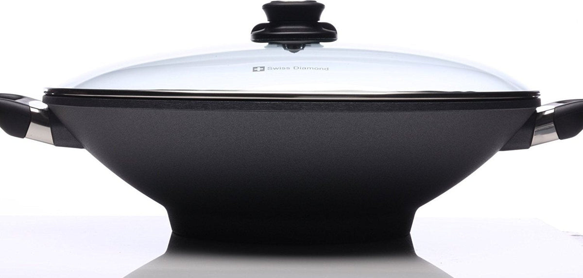 Swiss Diamond - 14" Induction Nonstick Wok with Lid & Rack - 61136ic