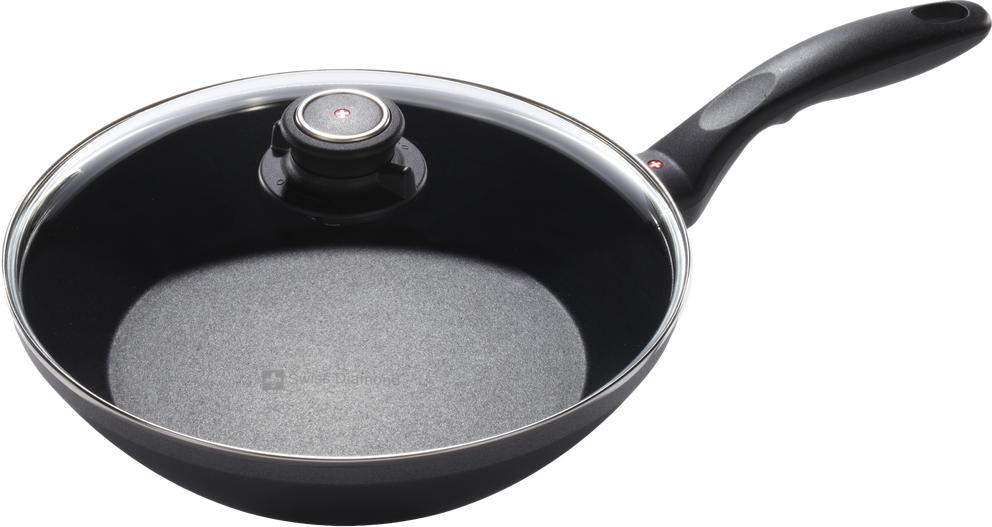 Swiss Diamond - 9.5" x 2" Induction Nonstick Edge Stir Fry Pan with Lid - 6524ic