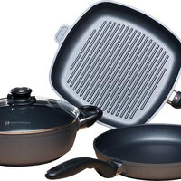 Swiss Diamond - HD Classic 4 Piece Set with Fry Pan / Grill Pan / Casserole & Lid - 604