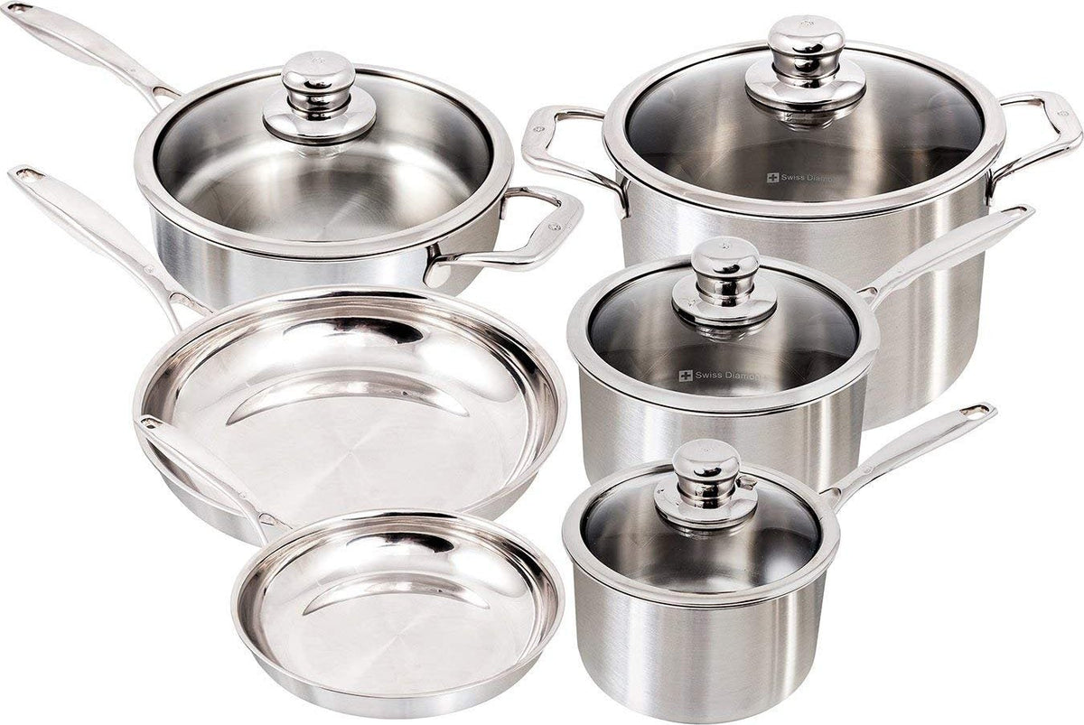 Swiss Diamond - Premium Clad 10 Piece Cookware Set - SDCLAD10PCSET