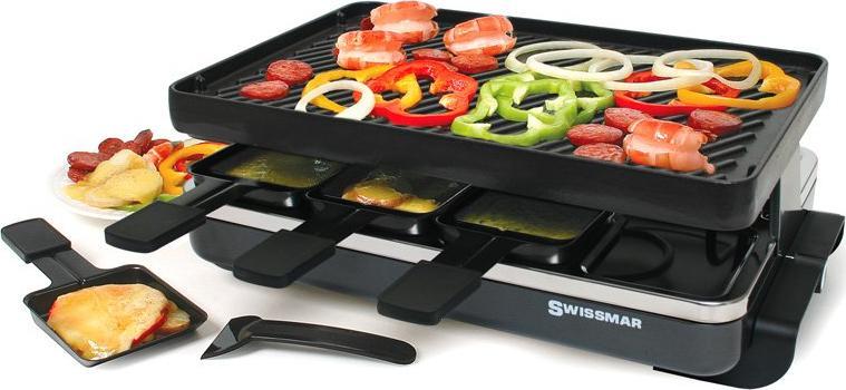 Swissmar - Anthracite Raclette Party Grill with Reversible Cast Iron Grill Plate - KF-77040
