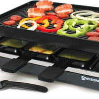 Swissmar - Anthracite Raclette Party Grill with Reversible Cast Iron Grill Plate - KF-77040