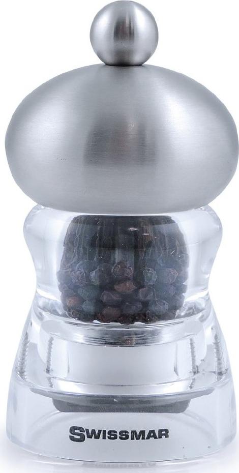 Swissmar - Classic Andrea 4" Acrylic Salt Mill with Stainless Steel Top - SMS1002ST
