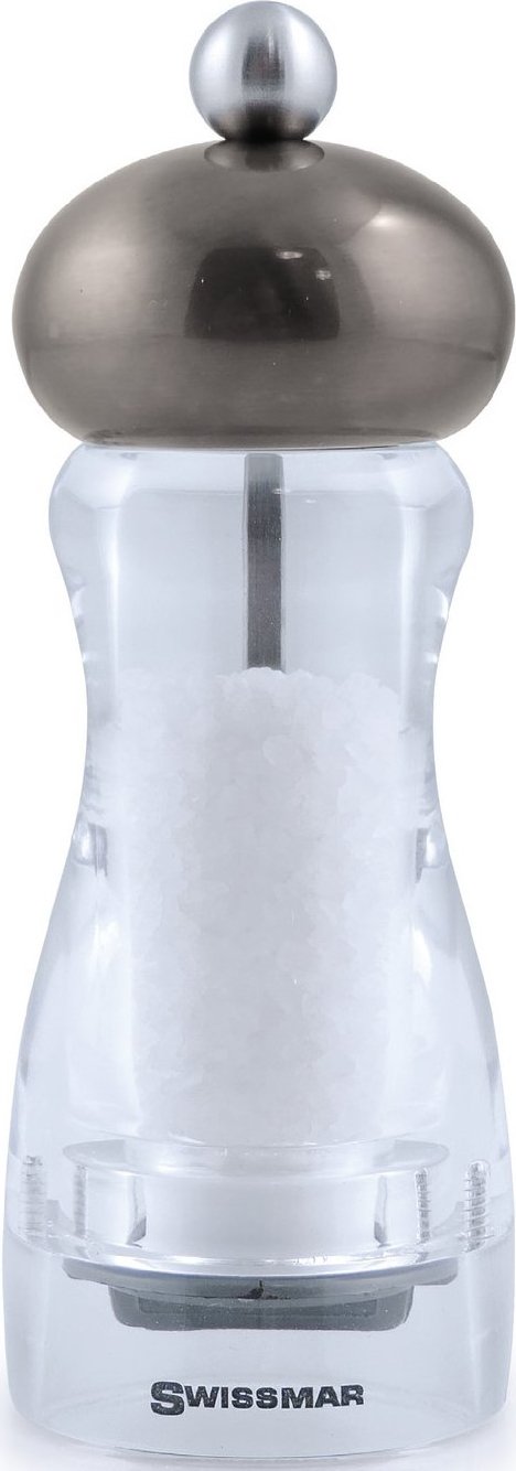 Swissmar - Classic Andrea 6" Acrylic Salt Mill with Metallic Gun Metal Top - SMS1502GM - DISCONTINUED