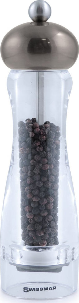 Swissmar - Classic Andrea 8" Acrylic Pepper Mill with Metallic Gun Metal Top - SMP2002GM - DISCONTINUED