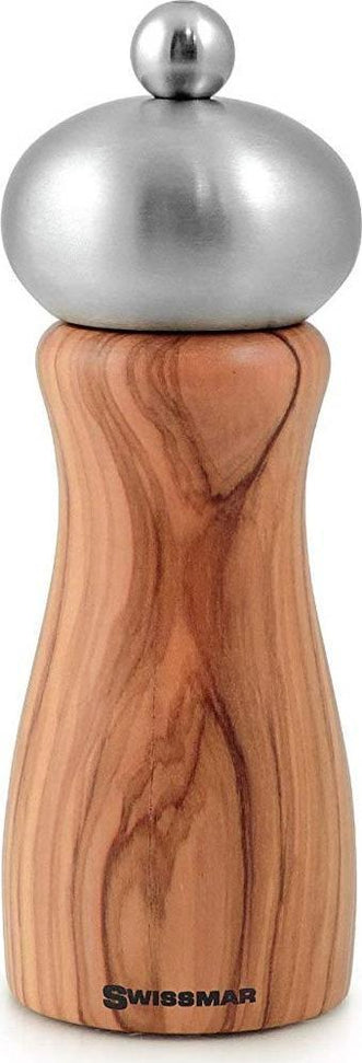 Swissmar - Classic Belle 6" Olive Wood Salt Mill with Stainless Steel Top - SMS1506ST - DISCONTINUED