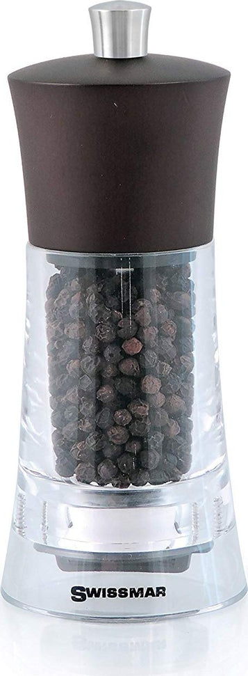 Swissmar - Classic Torre 6" Acrylic Pepper Mill with Wood Top - SMP1502CH - DISCONTINUED