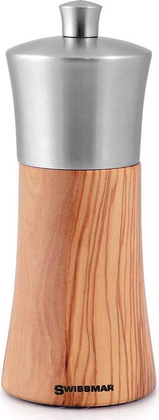 Swissmar - Classic Torre 6" Olive Wood Salt Mill with Stainless Steel Top - SMS1505ST - DISCONTINUED
