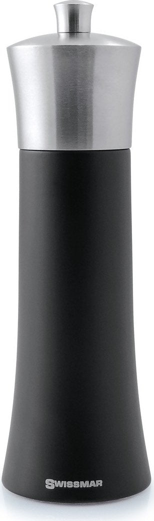 Swissmar - Classic Torre 8" Black Matte Salt Mill with Stainless Steel Top - SMS2001SS - DISCONTINUED