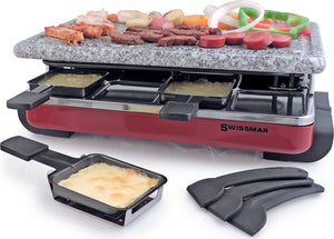 Swissmar - Red Raclette Party Grill with Granite Stone Grill Top - KF-77045