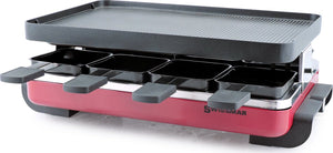 Swissmar - Red Raclette Party Grill with Reversible Cast Aluminum Non-Stick Grill Plate - KF-77041