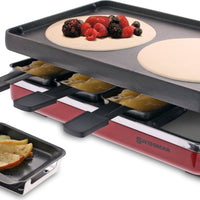 Swissmar - Red Raclette Party Grill with Reversible Cast Iron Grill Plate - KF-77046