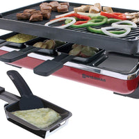 Swissmar - Red Raclette Party Grill with Reversible Cast Iron Grill Plate - KF-77046