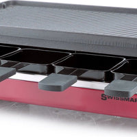 Swissmar - Red Raclette Party Grill with Reversible Cast Iron Grill Plate - KF-77046