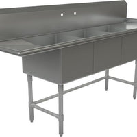 Tarrison - 102" Sink with 3 Compartments & Left & Right Drainboards - PS3-18LR-24