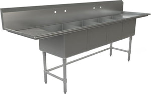 Tarrison - 108" Sink with 4 Compartments & Left & Right Drainboards - PS3-21LR-24