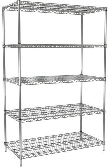 Tarrison - 24" x 24" x 63" 5-Tier Wire Starter Shelving Unit with PolySeal Clear Epoxy Finish - 24246Z5