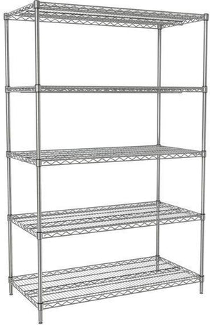 Tarrison - 24" x 24" x 86" 5-Tier Wire Starter Shelving Unit with PolySeal Clear Epoxy Finish - 24248Z5