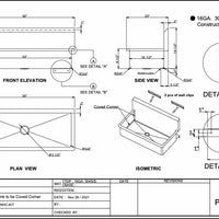 Tarrison - 36" x 20" Trough Sink without Faucet Holes - TA-TS2036NHC