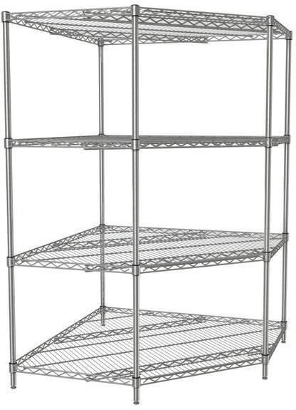 Tarrison - 36" x 21" x 63" 4-Tier Wire Corner Starter Shelving Unit with PolySeal Clear Epoxy Finish - 521366Z